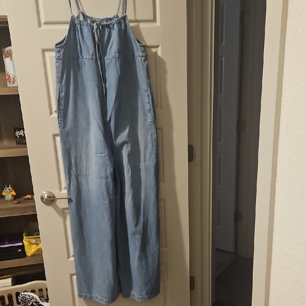 We The Free Blue Wide Leg Jumpsuit